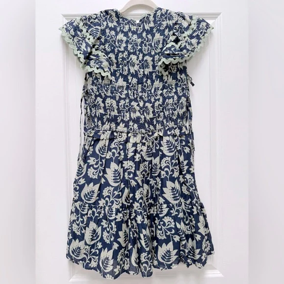 Sea NY Linda Smocked Blue and Green Patterned Mini Dress - Picture 5 of 5